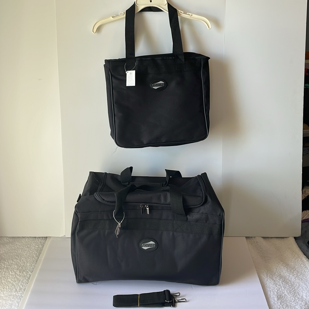 American Tourister 2 Pc. Travel Set Duffel  bag NWT  Overnight Nylon